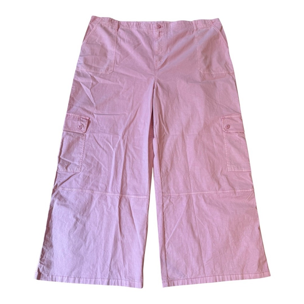 BP Wide Leg Cargo Pants Y2K Pink Cotton Blend Casual Trousers Size 28 NWOT‎
